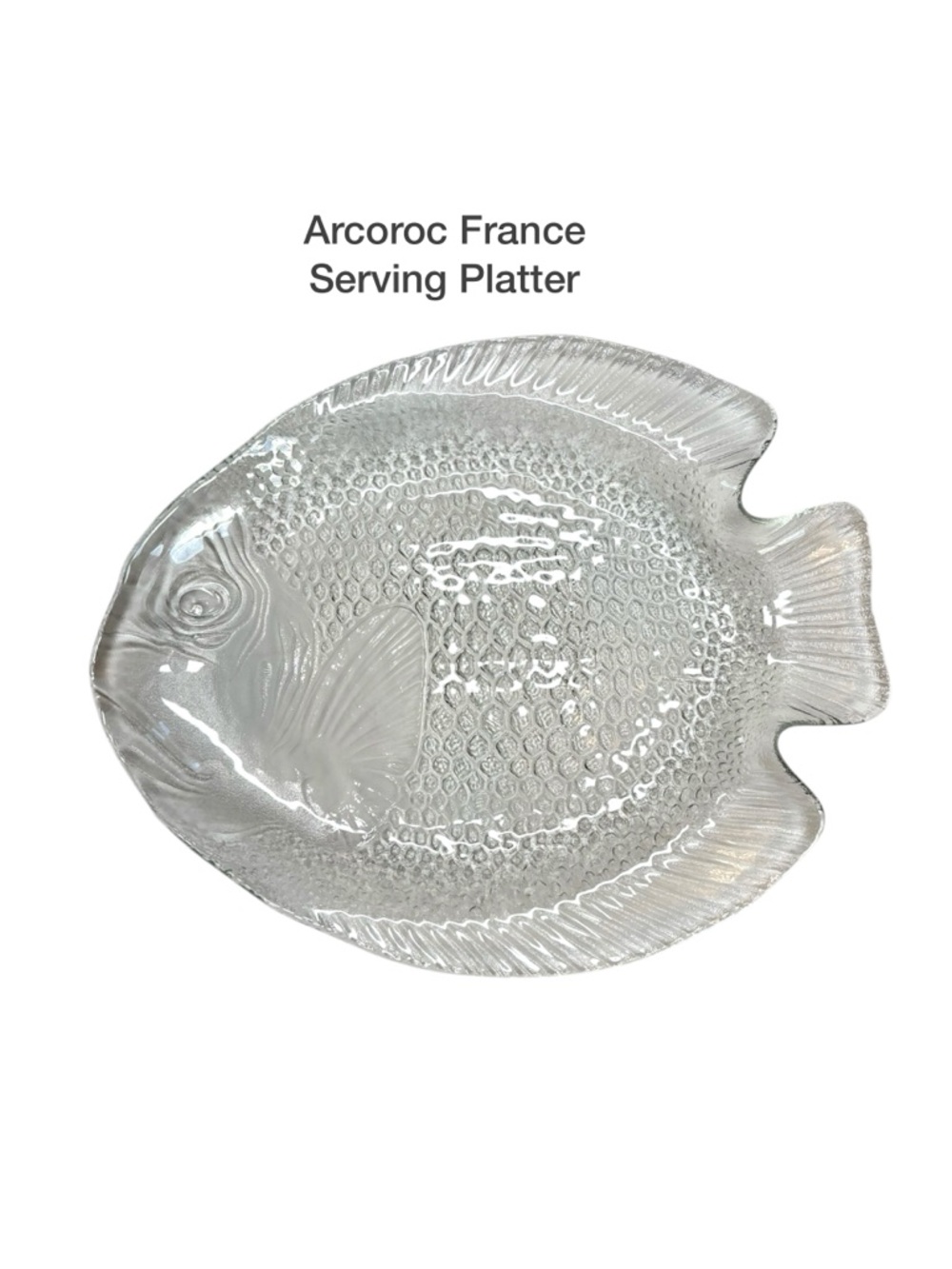 Arcoroc France Clear Glass Fish-Shaped Serving Platter Vintage